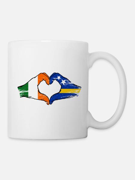 Irlande Drapeau Curaçao mains en forme de cœur utilisée - Mug blanc - blanc