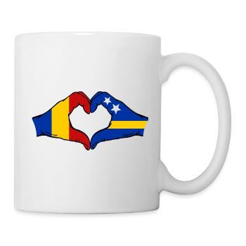 Romania Curacao Flag Hands Heart Shape - Mug - white - Right