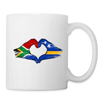 South Africa Curacao flag hands heart shape used - Mug - white - Right