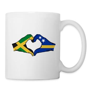 Jamaïque Drapeau de Curaçao Mains Forme de cœur - Mug blanc - blanc - Droite