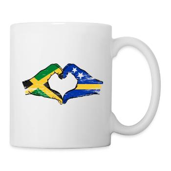 Jamaica Curacao flag hands heart shape used - Mug - white - Right