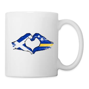 Schottland_Curacao_Flagge_Haende_Herzform_used - Mug blanc - blanc - Droite