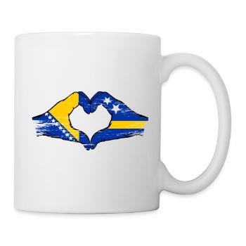 Bosnia Curacao flag hands heart shape used - Mug - white - Right