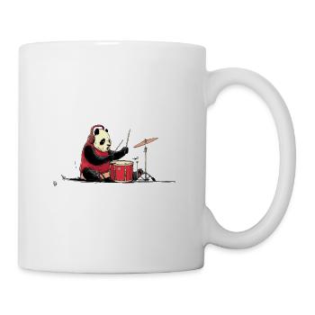 Panda Drummer im Roten Hoodie - Tasse - Weiß - Rechts