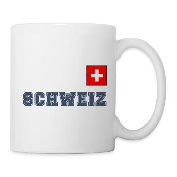SCHWEIZ Trikot Look - mit Fahne Flagge auf Brust - Tasse - Weiß - Rechts