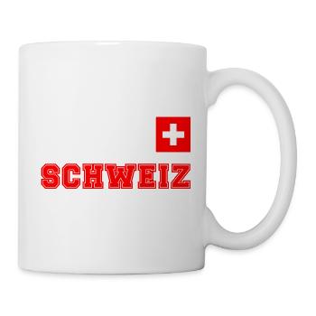 SCHWEIZ Trikot Look - mit Fahne Flagge auf Brust - Tasse - Weiß - Rechts