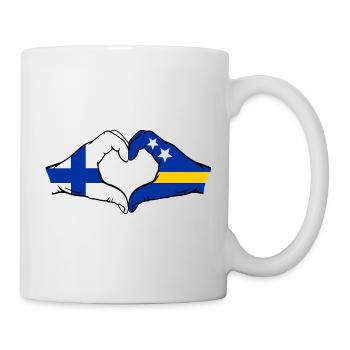 Finnland Curacao Flagge Hände Herzform - Tasse - Weiß - Rechts