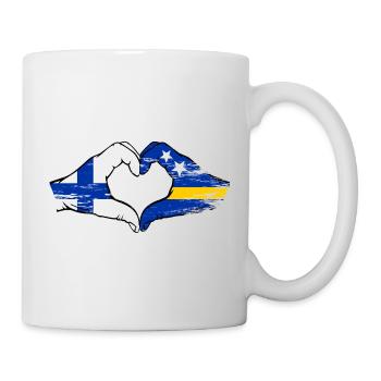 Finland Curacao Flag Hands Heart Shape Used - Mug - white - Right