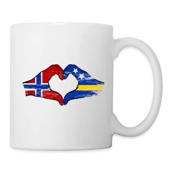 Norway Curacao flag hands heart shape used - Mug - white - Right