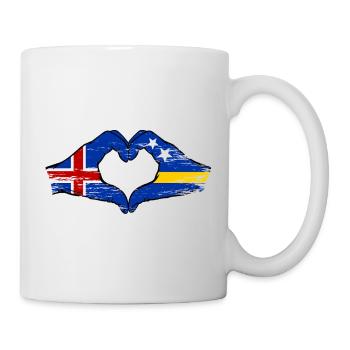 Iceland Curacao Flag Hands Heart Shape Used - Mug - white - Right