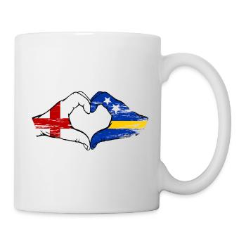 England Curacao flag hands heart shape used - Mug - white - Right