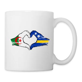 Algeria Curacao flag hands heart shape used - Mug - white - Right