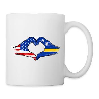 USA Curacao flag hands heart shape used - Mug - white - Right