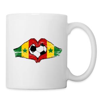 Mains du drapeau du Sénégal en forme de cœur utilisées - Mug blanc - blanc - Droite