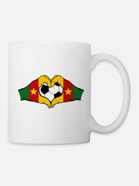 Kamerun Flagge Hände Herzform - Tasse - Weiß
