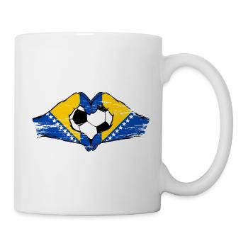 Bosnische Flagge Fußballherz used  - Tasse - Weiß - Rechts