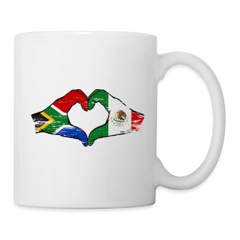 South Africa Mexico Flag Hands Heart Shape Used - Mug - white - Right