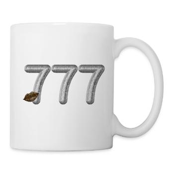 777 Angel Number Silberglitzer mit Leopardenlippen - Tasse - Weiß - Rechts