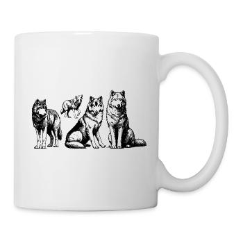 T-Shirt Wolf Pack Wolves Sketch Streetwear - Mug blanc - blanc - Droite