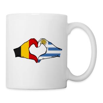Belgium Uruguay Flag Hands Heart Shape - Mug - white - Right