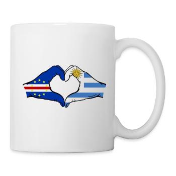 Cap-Vert Drapeau de l’Uruguay Mains en forme de cœur - Mug blanc - blanc - Droite