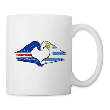 Drapeau du Cap-Vert Uruguay mains en forme de cœur utilisé - Mug blanc - blanc - Droite