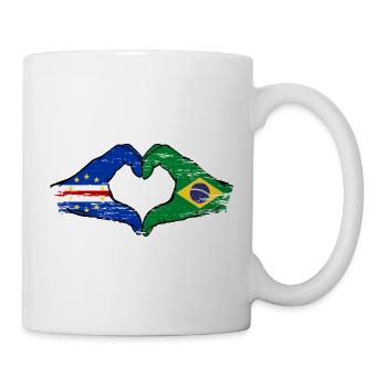 Drapeau du Cap-Vert Brésil mains en forme de cœur utilisées - Mug blanc - blanc - Droite
