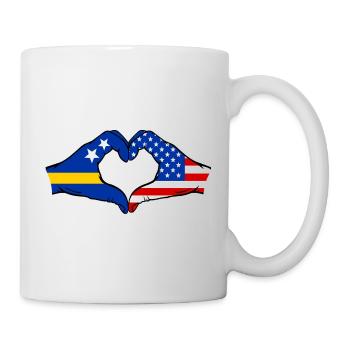 Curacao USA flag hands heart shape used - Mug - white - Right