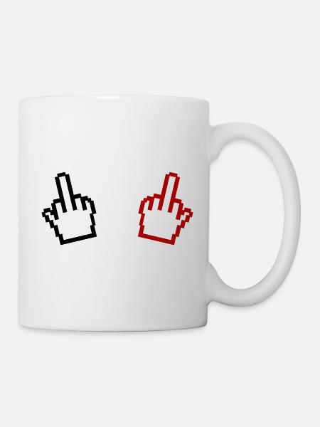 Pixel Mittelfinger - Tasse - Weiß