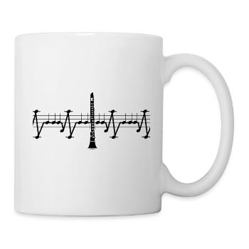 Klarinette EKG Notenlinie Herzschlag Musiknoten - Tasse - Weiß - Rechts