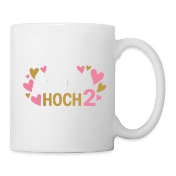 Hoch 2 Herz Zwillinge Zweifache Mutter - Tasse - Weiß - Rechts