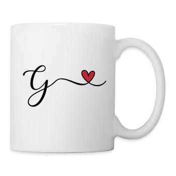 Lettre G avec initiales monogrammes en forme de cœur - Mug blanc - blanc - Droite