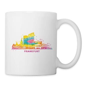 Frankfurter Skyline Bunt Stadtbild Frankfurt - Tasse - Weiß - Rechts