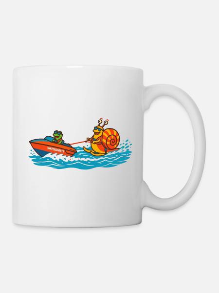 Snail water skiing - Mug - white