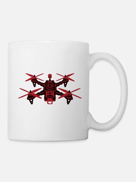 Quadrocopter Drohne Grafik - Tasse - Weiß