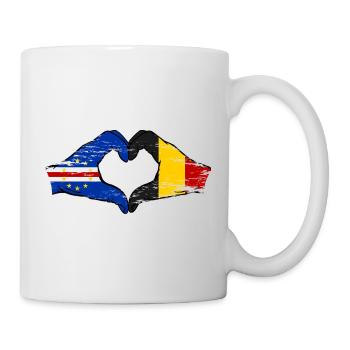 Cape Verde Belgium flag hands heart shape used - Mug - white - Right