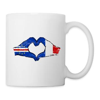 Kap Verde Frankreich Flagge Hände Herzform used - Tasse - Weiß - Rechts