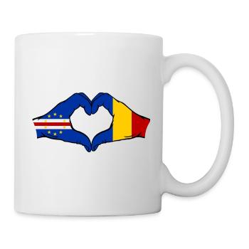 Kap Verde Rumänien Flagge Hände Herzform - Tasse - Weiß - Rechts