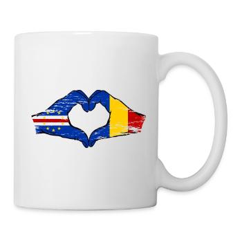 Kap Verde Rumänien Flagge Hände Herzform used - Tasse - Weiß - Rechts