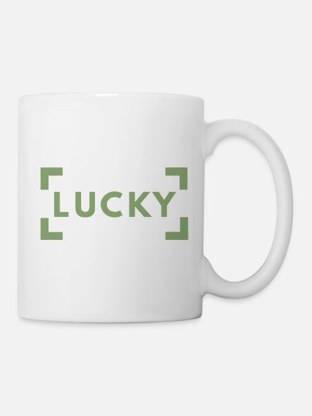Lucky Typography Green Minimalist - Tasse - Weiß