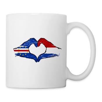 Cape Verde Holland flag hands heart shape used - Mug - white - Right
