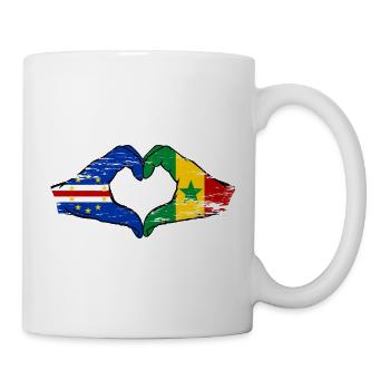 Mains du drapeau du Sénégal du Cap-Vert en forme de cœur utilisées - Mug blanc - blanc - Droite