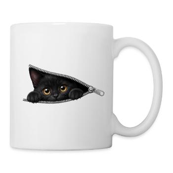 Cute Kitten Zipper Cat - Mug - white - Right