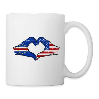 Kap Verde USA Flagge Hände Herzform used - Tasse - Weiß - Rechts