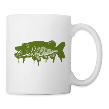 Hecht Tropfen Silhouette - Tasse - Weiß - Rechts