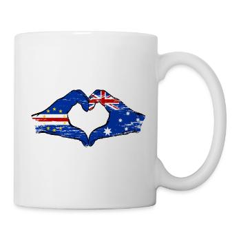 Mains du drapeau australien du Cap-Vert en forme de cœur utilisées - Mug blanc - blanc - Droite