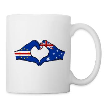 Kap Verde Australien Flagge Hände Herzform - Tasse - Weiß - Rechts