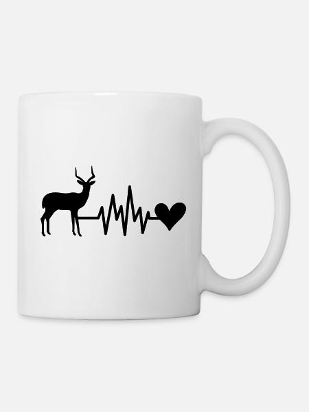 Antilope Herzschlag Herz - Tasse - Weiß