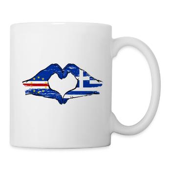 Kap Verde Griechenland Flagge Hände Herzform used - Tasse - Weiß - Rechts