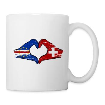 Kap Verde Schweiz Flagge Hände Herzform used - Tasse - Weiß - Rechts